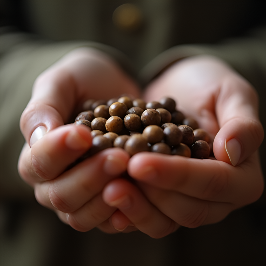 A close-up, respectful shot of hands holding prayer beads (tesbih) with a soft focus background, symbolizing remembrance and devotion during prayer times.