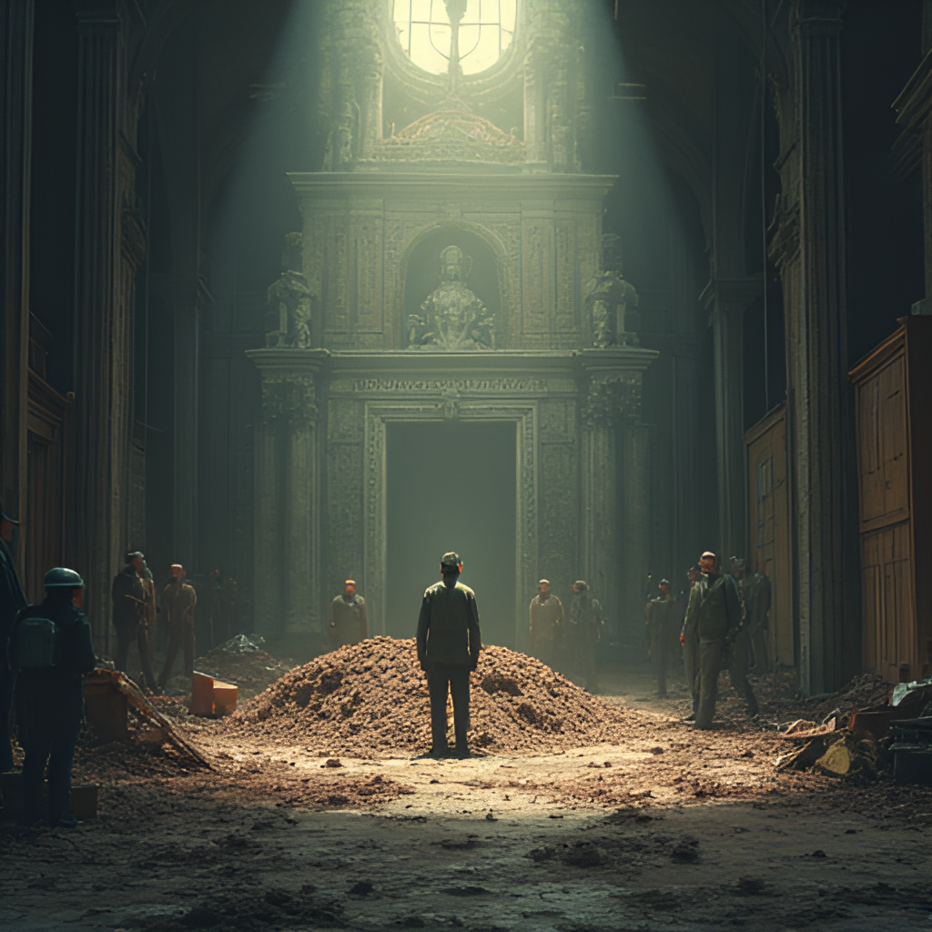 A somber, respectful illustration depicting a film set with a subtle, symbolic representation of the Rust incident, focusing on the gravity of the event rather than graphic details.