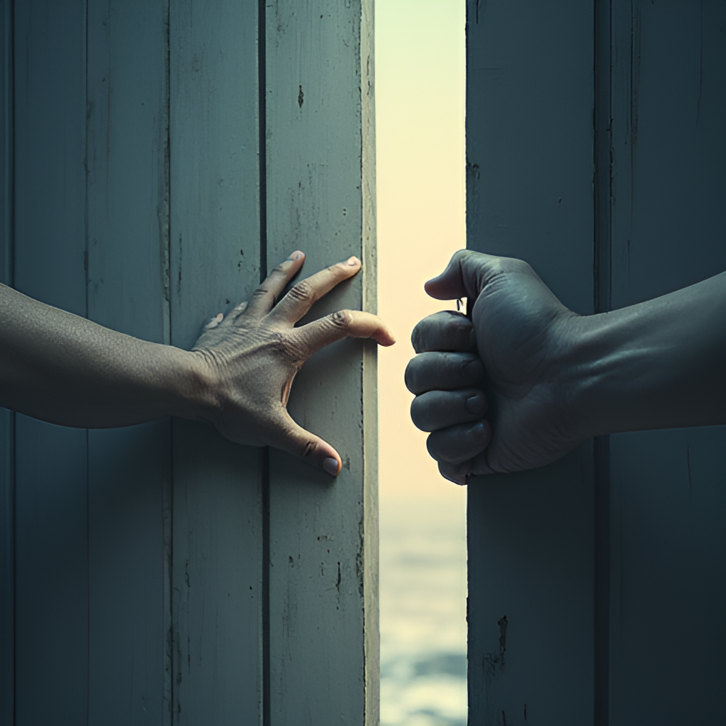 A conceptual image depicting a hand opening a door or gate, representing the concept of supervised release and reintegration into society.
