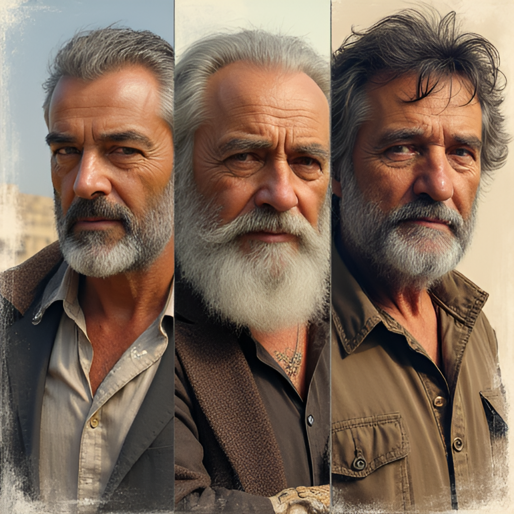 Collage or montage image showing key characters played by Oktay Kaynarca, such as Süleyman Çakır from Kurtlar Vadisi, Hızır Çakırbeyli from Eşkıya Dünyaya Hükümdar Olmaz, and Cezayir Türk from Ben Bu Cihana Sığmazam, representing his diverse roles
