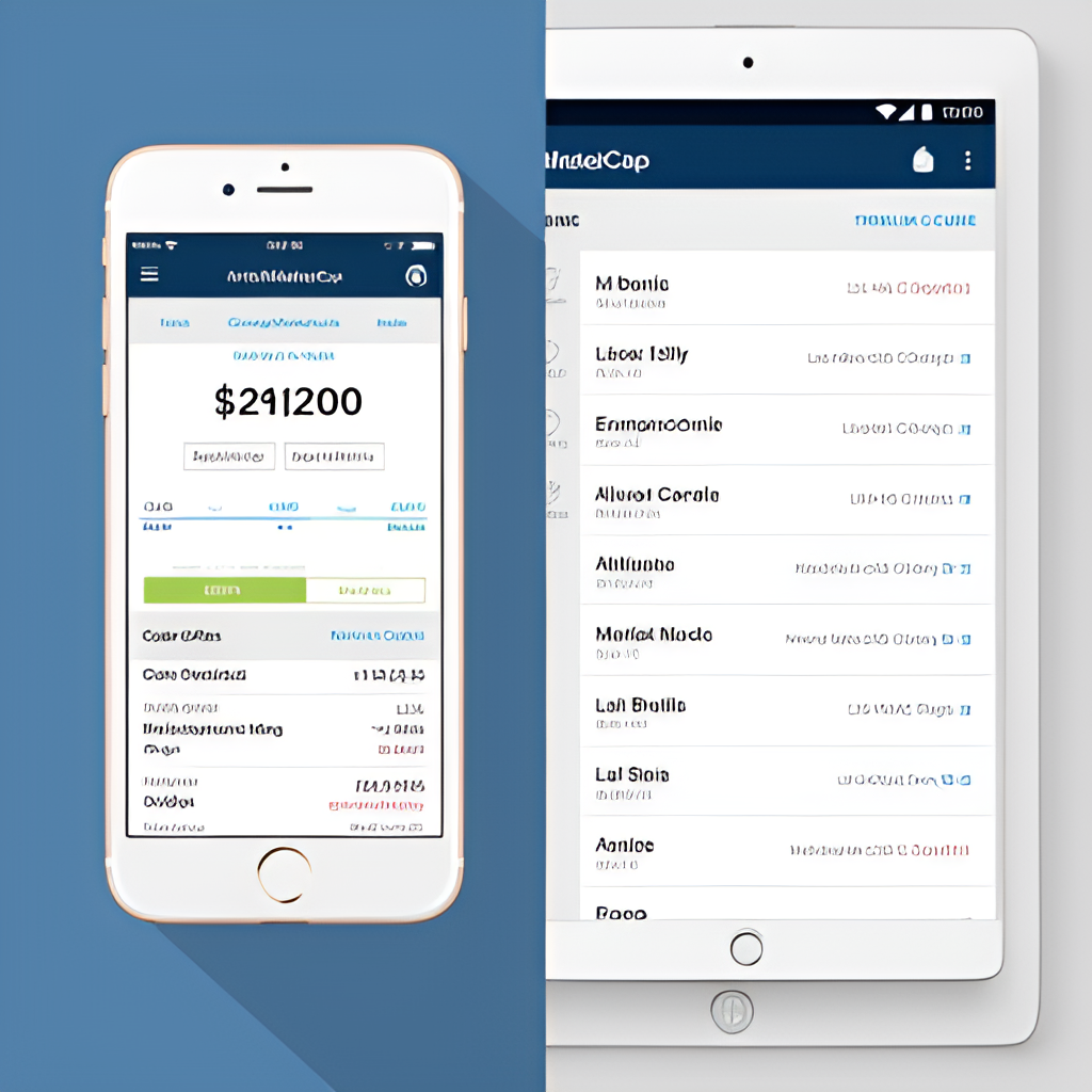A split image showing the CoinMarketCap mobile app on a smartphone on one side, displaying a portfolio tracker, and a tablet on the other side showing a list of trending cryptocurrencies.